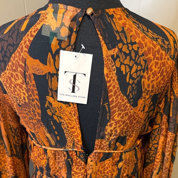 FARM Rio Women’s Small Orange and Black Long Sleeve Maxi Dress - Picture 5 of 11